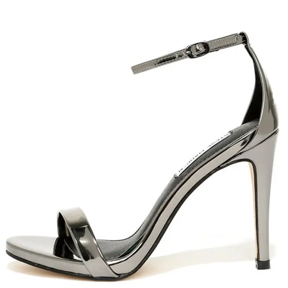 Steve Madden Stecy Pewter Ankle Strap Heels - Picture 1 of 8